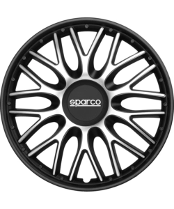 SET 4 COPRICERCHI 15" POLLICI COPRIRUOTA AUTO ROMA  SPC1596SVBK ARGENTO NERO